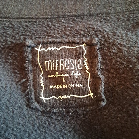 MIFRESIA L Navy Blue 100% Cotton Knit Jacket Pockets Gathered Cuffs Funky Artsy - Picture 5 of 6